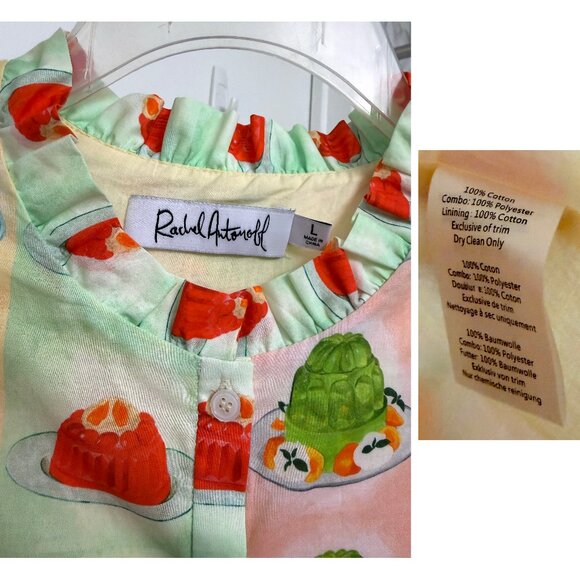 Rachel Antonoff Jello Stripe Print Drew Shirt Dress Rainbow Jelly Mold Belt L - Picture 3 of 16